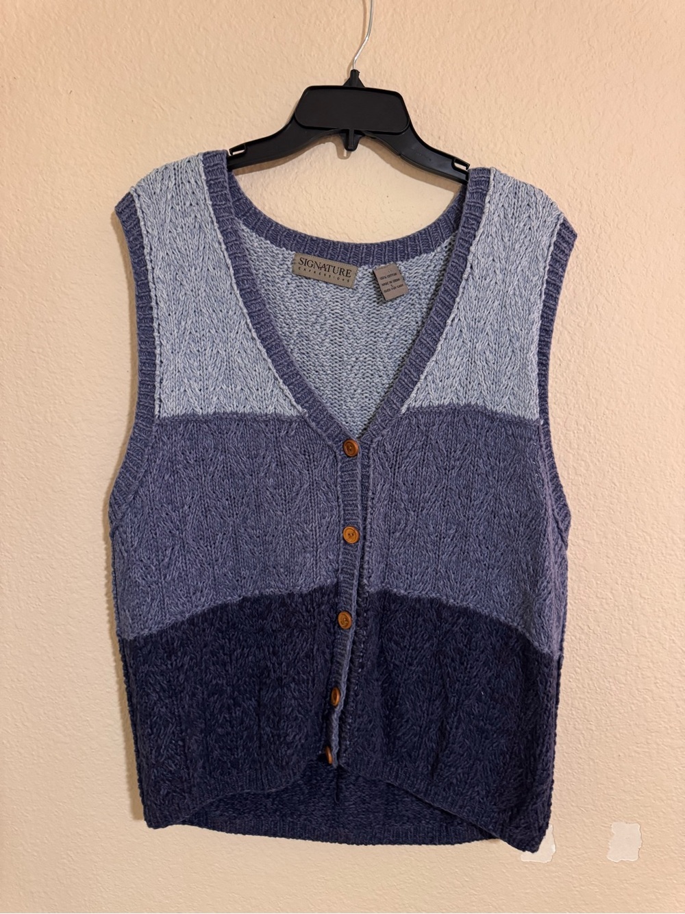 Signature Blue Ombre V-Neck Button Front Sweater Vest